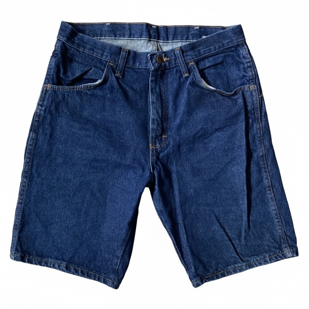 Rustler Men's Dark Wash Denim Shorts‎ Size 32x30 Straight Leg Casual Dad Jeans